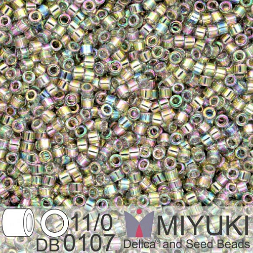 Korálky Miyuki Delica 11/0. Barva Tr Gray Rainbow Gold Luster  DB0107. Balení 5g