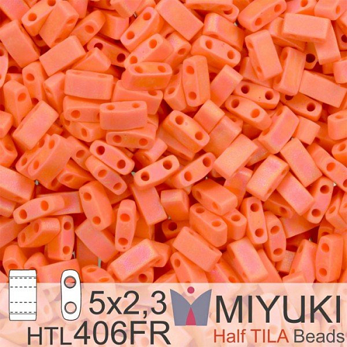 Korálky Miyuki Half Tila. Barva Matte Op Orange AB HTL 406FR  Balení 3g