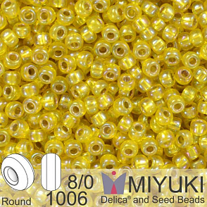 Korálky Miyuki Round 8/0. Barva 1006 S/L Yellow AB . Balení 5g