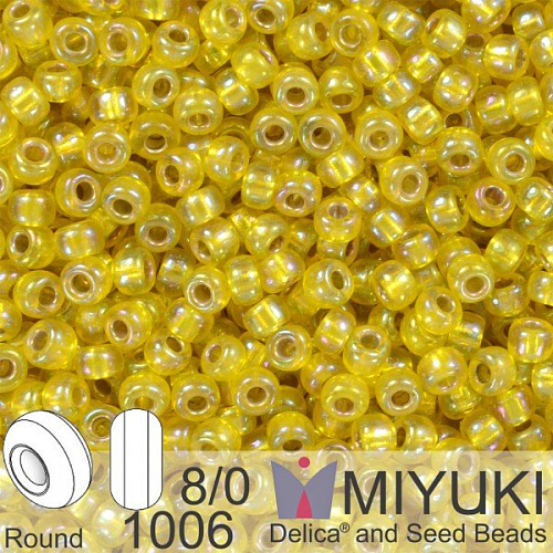 Korálky Miyuki Round 8/0. Barva 1006 S/L Yellow AB . Balení 5g