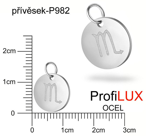 Přívěsek Chirurgická Ocel ozn-P982 znamení ŠTÍR velikost  pr.12mm. Řada přívěsků ProfiLUX