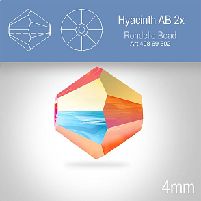 PRECIOSA Bicone MC BEAD (sluníčko) velikost 4mm. Barva HYACINTH AB 2x. Balení 30ks .