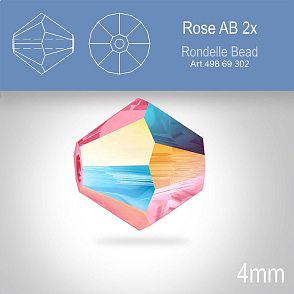 PRECIOSA Bicone MC BEAD (sluníčko) velikost 4mm. Barva ROSE AB 2x. Balení 30ks .