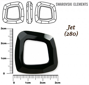 SWAROVSKI ELEMENTS Cosmic Square Ring 4437 barva JET (280) Unfoiled velikost 30mm.