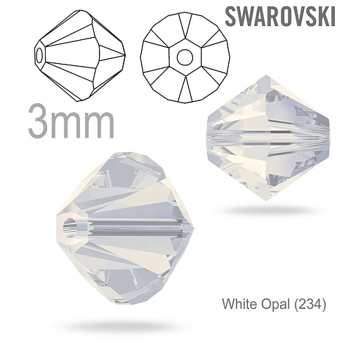 SWAROVSKI  XILION BEAD 5328 barva White Opal (234) velikost 3mm. Balení 20Ks. 
