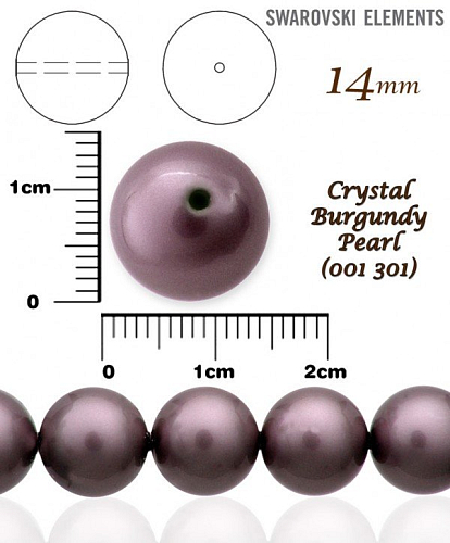 SWAROVSKI 5811 Voskované Perle barva CRYSTAL BURGUNDY PEARL velikost 14mm. 