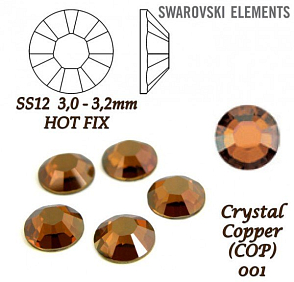 SWAROVSKI xirius rose HOT-FIX velikost SS12 barva CRYSTAL COPPER 