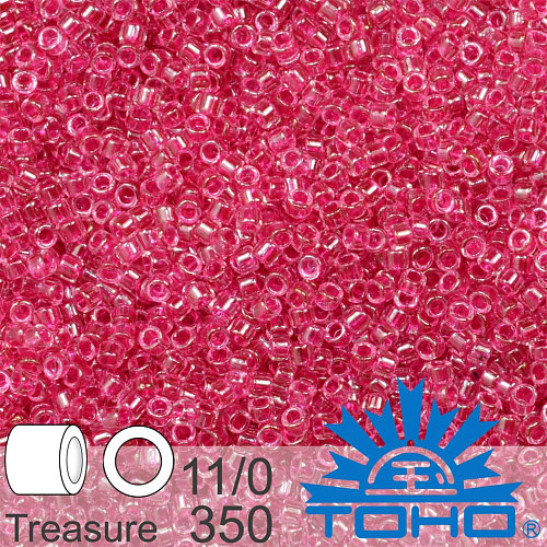 Korálky TOHO tvar TREASURE (válcové). Velikost 11/0. Barva 350 Opaque Fuchsia-Lined Crystal. Balení 5g.