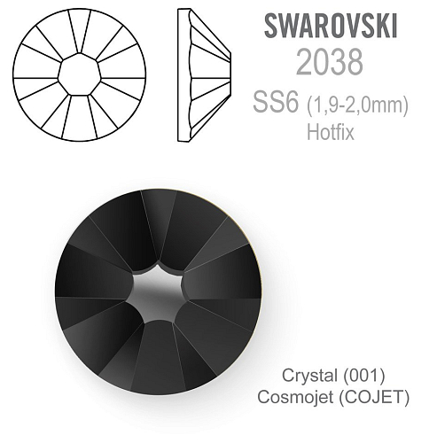 SWAROVSKI XILION rosebHOT-FIX velikost SS6 barva CRYSTAL COSMOJET