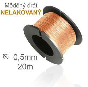 Drátek měděný 0,5mm v délce 20m NELAKOVANÝ vhodný na pájení cínování.