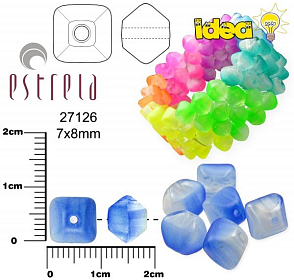 Korálky NEON (UV Active) velikost 7x8mm barva 27126 modrá tmavá . Balení 14Ks. 