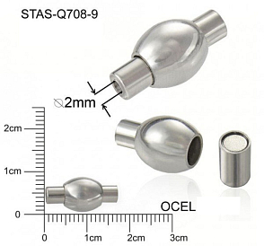 Magnetické zapínání CHIRURGICKÁ OCEL ozn.-STAS-Q708-9. velikost pr.8x16mm
