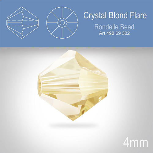 PRECIOSA Bicone MC BEAD (sluníčko) velikost 4mm. Barva CRYSTAL BLOND FLARE. Balení 30ks .