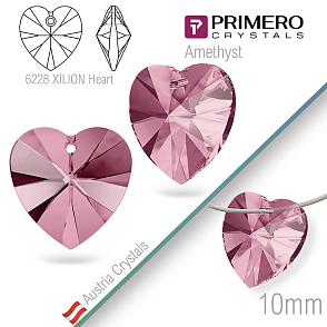 Korálky PRIMERO Crystals. Tvar 6228 XILION Heart. Barva Crystal Antique Pink. Velikost 10mm