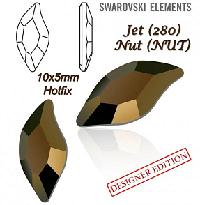 SWAROVSKI HOT-FIX 2797 tvar DIAMOND LEAF FB velikost 10x5mm barva JET NUT 