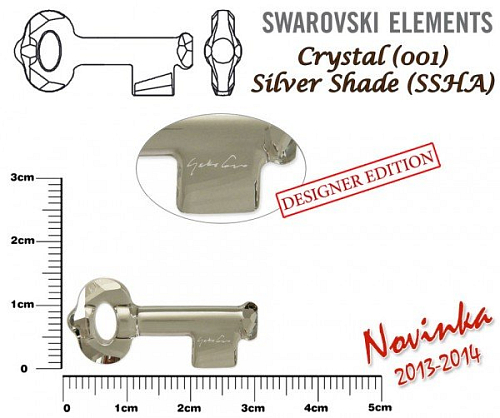 SWAROVSKI KEY to the Forest 6918 ( podpis YOKO ONO) barva Crystal SILVER SHADE velikost 30mm.