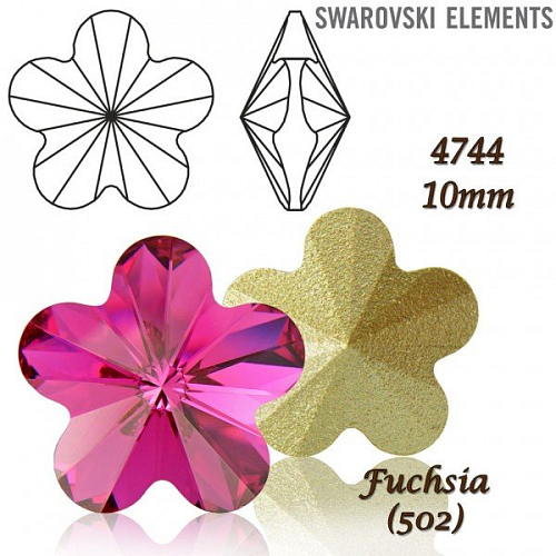 SWAROVSKI ELEMENTS Flower Fancy 4744 barva FUCHSIA (502) velikost 10mm