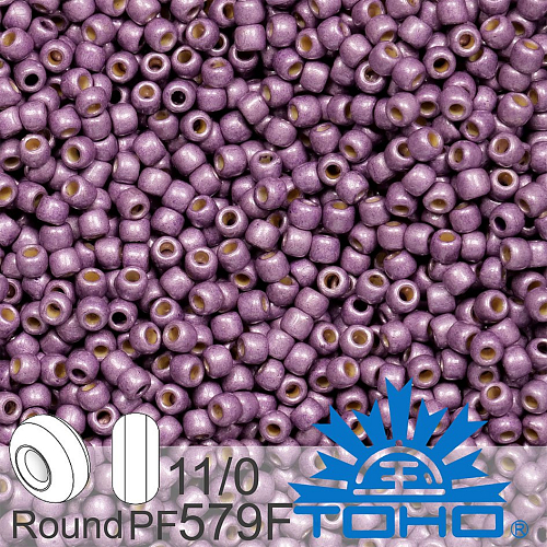Korálky TOHO tvar ROUND (kulaté). Velikost 11/0. Barva PF579F PermaFinish - Matte Galvanized Pale Lilac. Balení 8g.