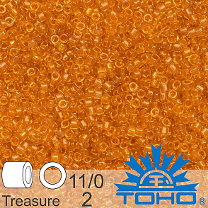 Korálky TOHO tvar TREASURE (válcové). Velikost 11/0. Barva č. 2-Transparent Lt. Topaz . Balení 5g.