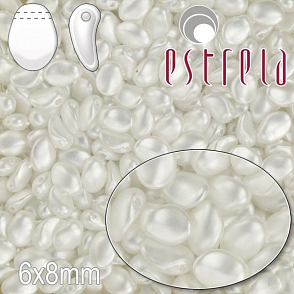 MAČKANÉ korále tvar OKVĚTNÍ LUPEN Velikost 6x8mm. Barva BÍLÁ MATNÁ 52025. Balení 20ks na návleku