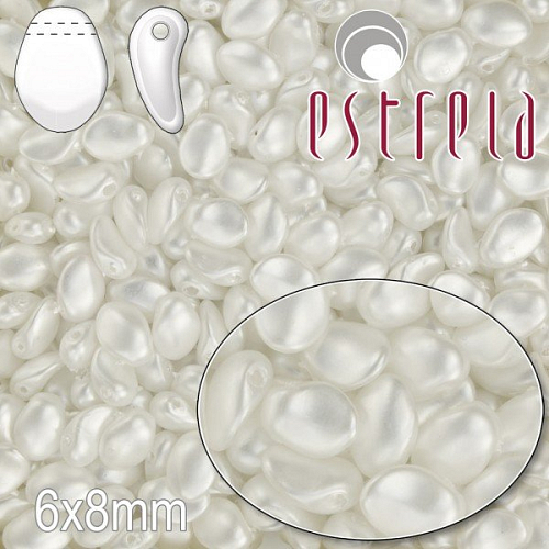 MAČKANÉ korále tvar OKVĚTNÍ LUPEN Velikost 6x8mm. Barva BÍLÁ MATNÁ 52025. Balení 20ks na návleku