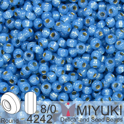 Korálky Miyuki Round 8/0. Barva 4242 Duracoat Silverlined Dyed Aqua. Balení 5g