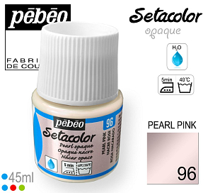 Barva na Textil SETACOLOR OPAQUE Pebeo. barva č. 96 PEARL PINK. Balení 45ml.