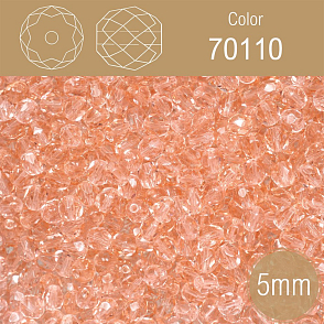 Korálky BROUŠENÉ 5mm. Barva 70110. Průhledná lososová . Balení 80Ks.