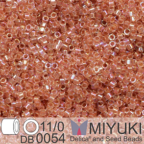 Korálky Miyuki Delica 11/0. Barva Dk Peach Lined Crystal AB  DB0054. Balení 5g.