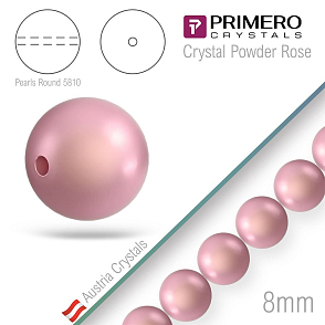 Korálky PRIMERO Crystals 5810. Barva Crystal Powder Rose. Velikost 8mm