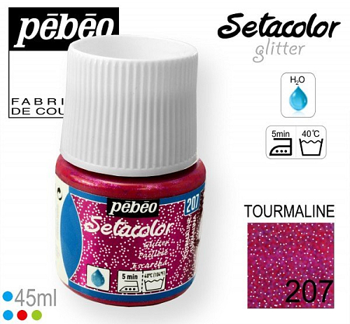Barva na Textil SETACOLOR Glitter Pebeo. barva č. 207 TOURMALINE. Balení 45ml.