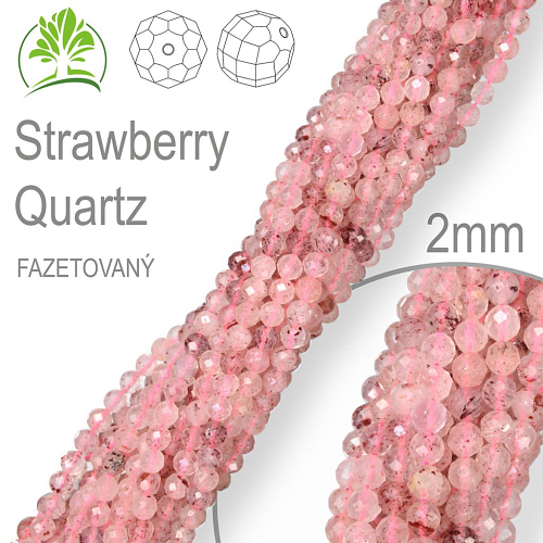 Korálky z minerálů Strawberry Quartz Fazetovaný přírodní polodrahokam. Velikost pr.2mm. Balení 190Ks.
