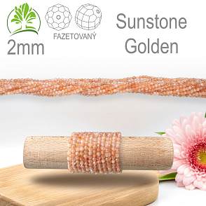 Korálky z minerálů Sunstone Golden Fazetovaný přírodní polodrahokam. Velikost pr.2mm. Balení 190Ks