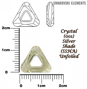 SWAROVSKI ELEMENTS Cosmic Triangle 4737 barva CRYSTAL (001) SILVER SHADE (SSHA) velikost 14mm.
