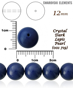 SWAROVSKI 5810 Voskované Perle barva CRYSTAL DARK LAPIS PEARL velikost 12mm. 