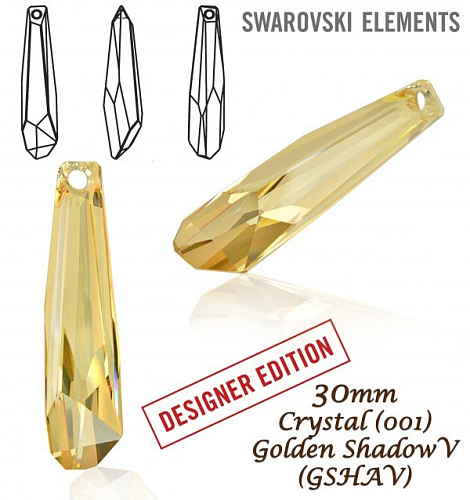 Swarovski 6017/G Crystalactite Pend.grand 30mm. Barva Crystal  GOLDEN SHADOW 