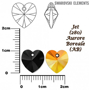 SWAROVSKI Heart Pendant barva JET Aurore Boreale velikost 10,3x10mm.