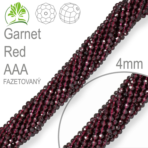 Korálky z minerálů Garnet Red AAA Fazetovaný polodrahokam. Velikost pr.4,5mm. Balení 80Ks.