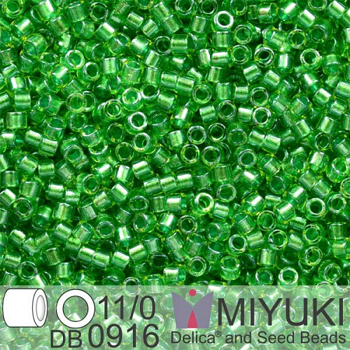 Korálky Miyuki Delica 11/0. Barva Spkl Green Lined Chartreuse DB0916. Balení 5g.