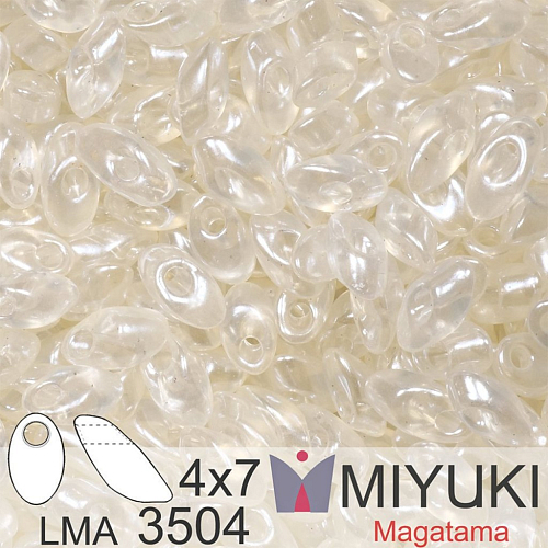 Korálky MIYUKI tvar Long MAGATAMA velikost 4x7mm. Barva LMA-3504 Transparent Pale Beige Luster - Discontinued. Balení 5g.