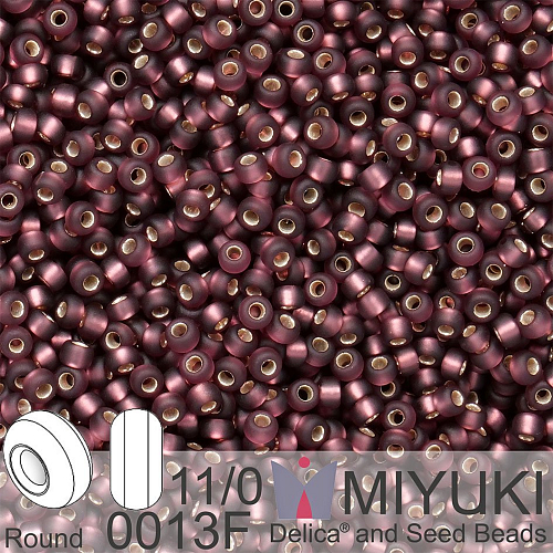 Korálky Miyuki Round 11/0. Barva 0013F Matte S/L Dk Smoky Amethyst . Balení 5g.