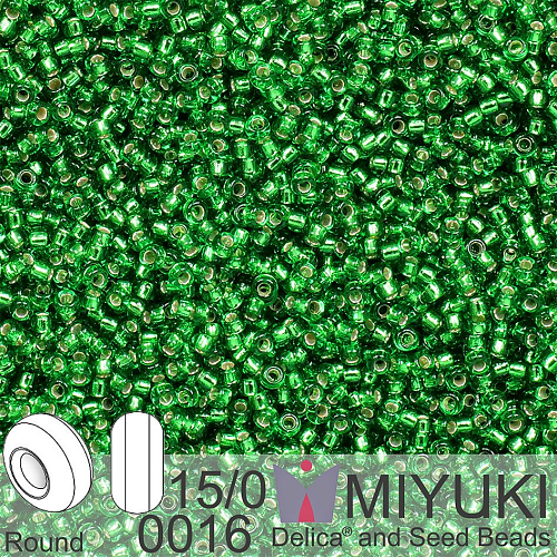 Korálky Miyuki Round 15/0. Barva 0016 S/L Green. Balení 5g