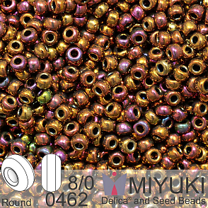 Korálky Miyuki Round 8/0. Barva 0462 Metallic Gold Iris. Balení 5g