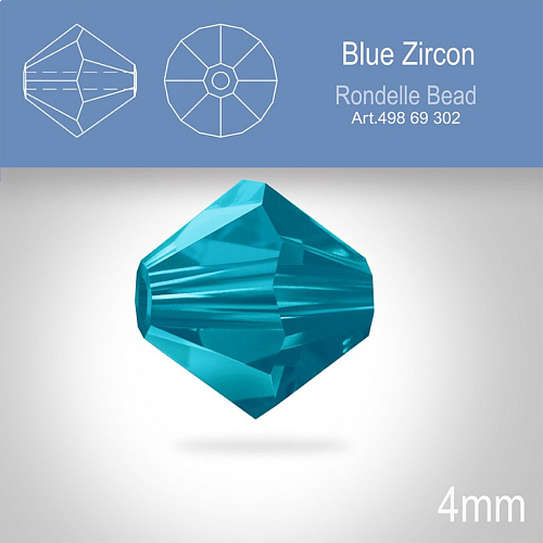 PRECIOSA Bicone MC BEAD (sluníčko) velikost 4mm. Barva BLUE ZIRCON. Balení 31ks .