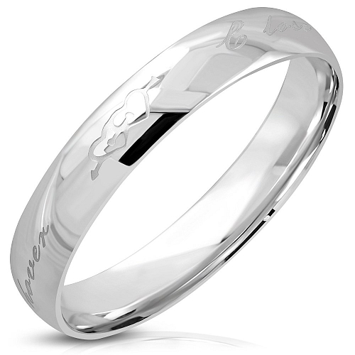 Ocelový prsten RRR 396 s nápisem Heart Forever Love  o velikosti 7
