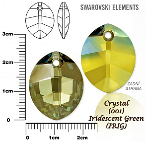 SWAROVSKI Pure Leaf Pendant barva Crystal Iridescent Green velikost 23mm.