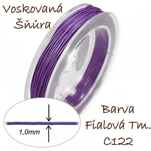 Voskovaná šňůra-síla 1,0mm v barvě tmavě fialové číslo C122