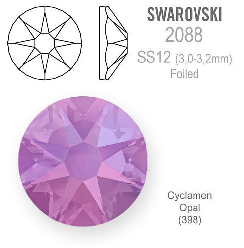 SWAROVSKI 2088 XIRIUS FOILED velikost SS12 barva CYCLAMEN OPAL 