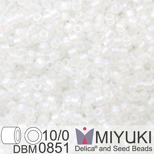 Korálky Miyuki Delica 10/0. Barva Matte Crystal AB  DBM0851. Balení 5g.