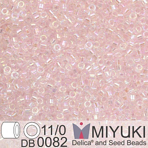 Korálky Miyuki Delica 11/0. Barva Tr Pale Pink AB  DB0082. Balení 5g.
